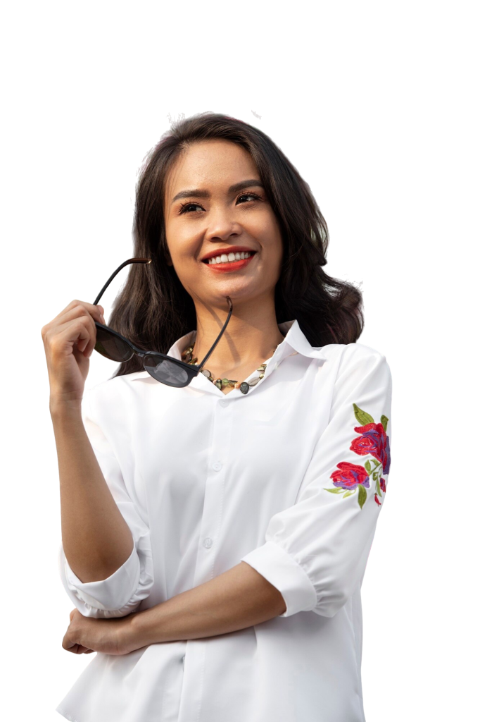 portrait young woman wearing embroidered shirt